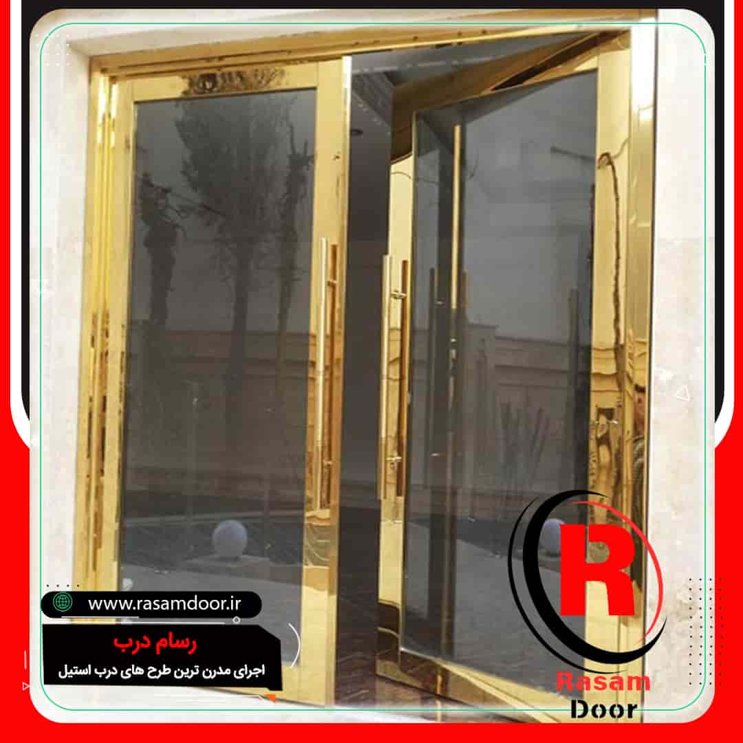 اجرای درب استیل طلایی کیش