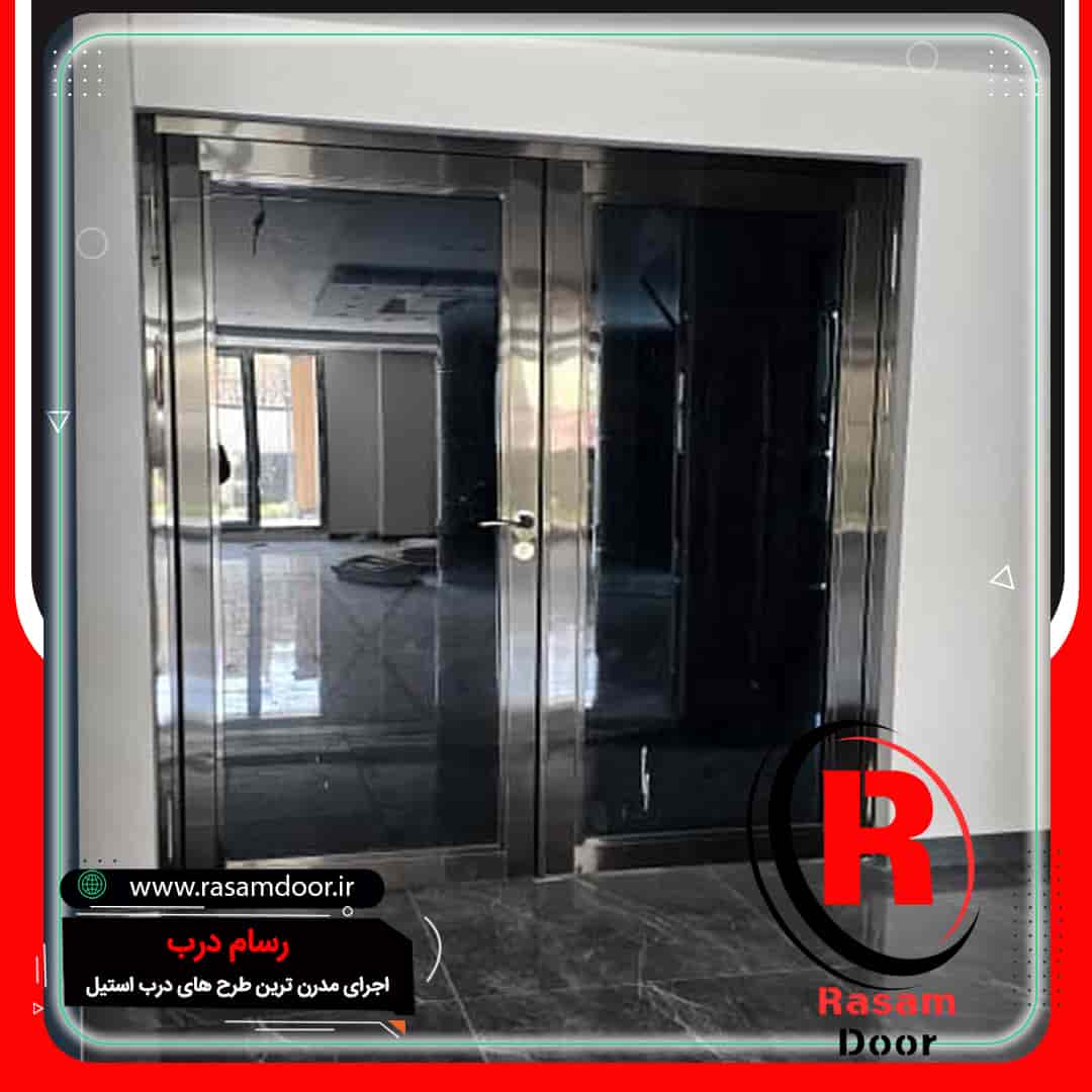 اجرای درب استیل و شیشه دودی ورودی لابی